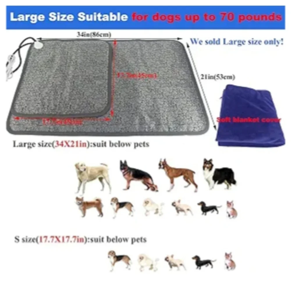 Electric Heated Dog (Cats) Mat - Blue
